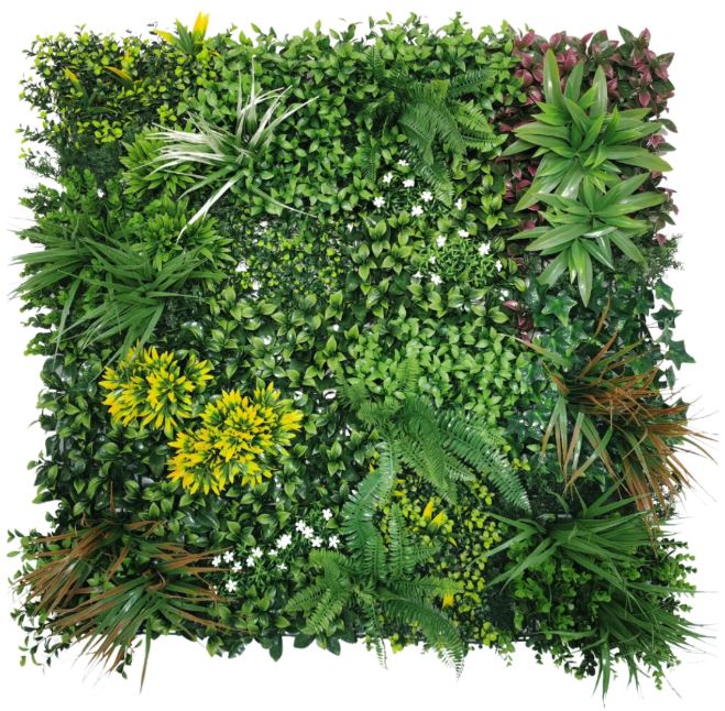 Artificial Plant Wall Panels Realistic Indoor / Outdoor 1m x 1m Lowther Green
