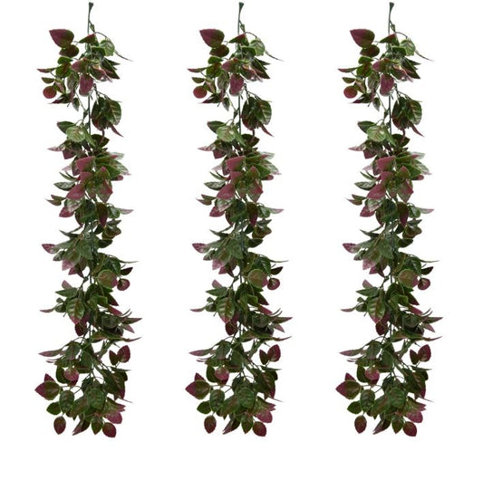 Artificial Hanging Plants Vines Leaves-Pack of 3 -60cm Long- Rose