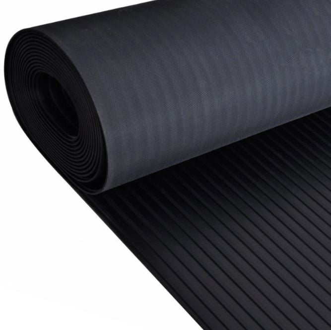 Wide Ribbed Rubber Roll Flooring Matting - 3mm Thickness - 1m Wide - Up to 15m L