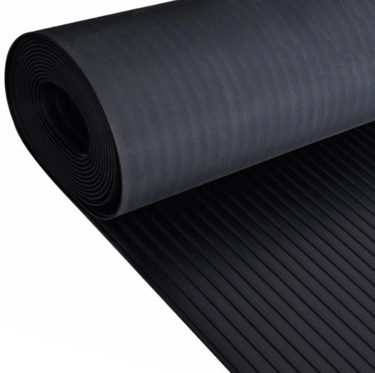 Wide Ribbed Rubber Roll Flooring Matting - 3mm Thickness - 1m Wide - Up to 15m L