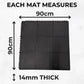 Rubber Gym Mat Floor Tiles | Heavy Duty 14mm Thick Interlocking 900mm x 900mm