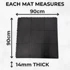 Rubber Gym Mat Floor Tiles | Heavy Duty 14mm Thick Interlocking 900mm x 900mm