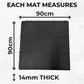 Rubber Gym Floor Tiles | 4 Mat Pack Of Heavy Duty 14mm Interlocking 900 x 900mm