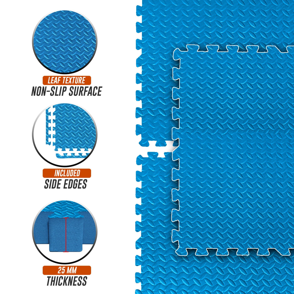 EVA INTERLOCKING FLOOR MATS SOFT FOAM GYM FLOORING MAT YOGA TILES 25 MM 60x60CM