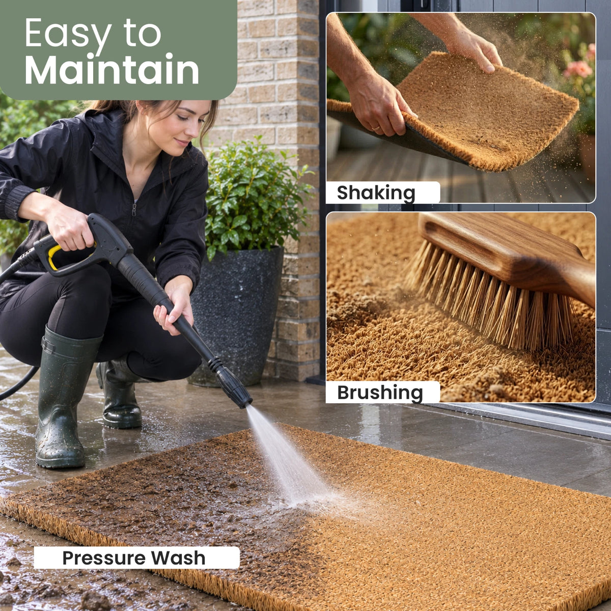 Heavy Duty Coconut Coir Door Mat Indoor Outdoor Entrance Matting Cut to Size UK