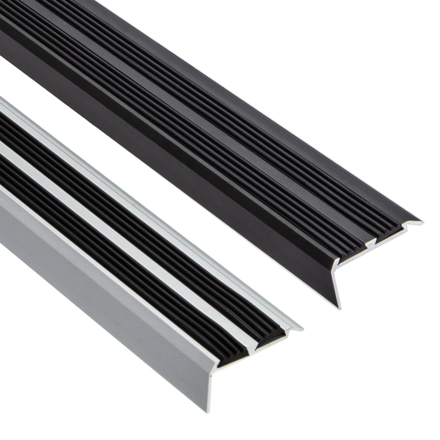 Aluminium Stair Nosing Edge Trim Step Nose Edging Carpet 900mm - Silver / Black