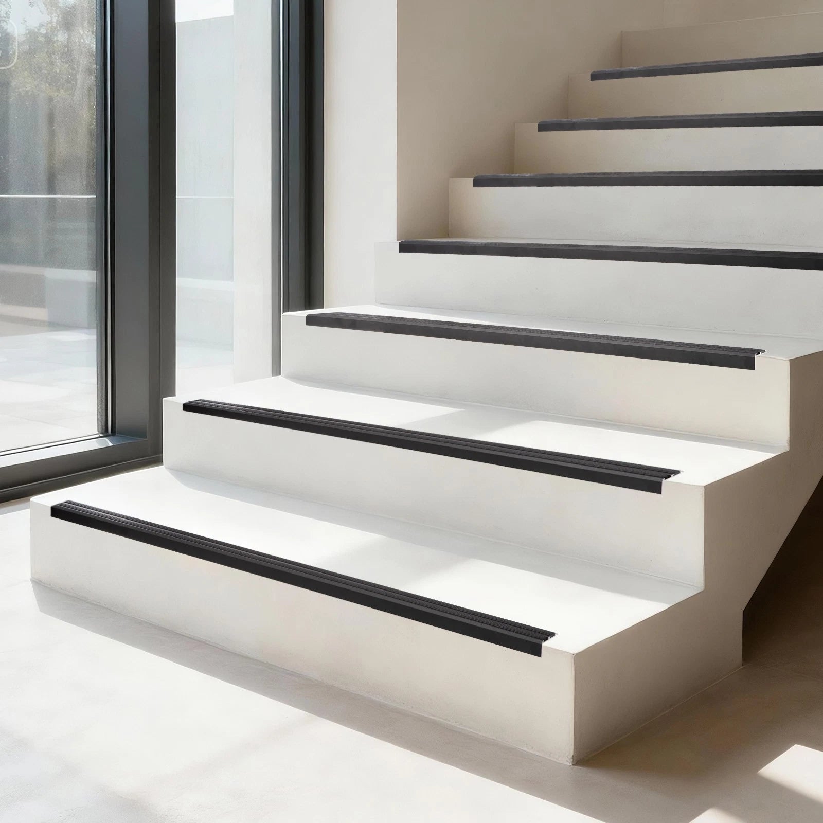Aluminium Stair Nosing Edge Trim Step Nose Edging Carpet - Silver / Black