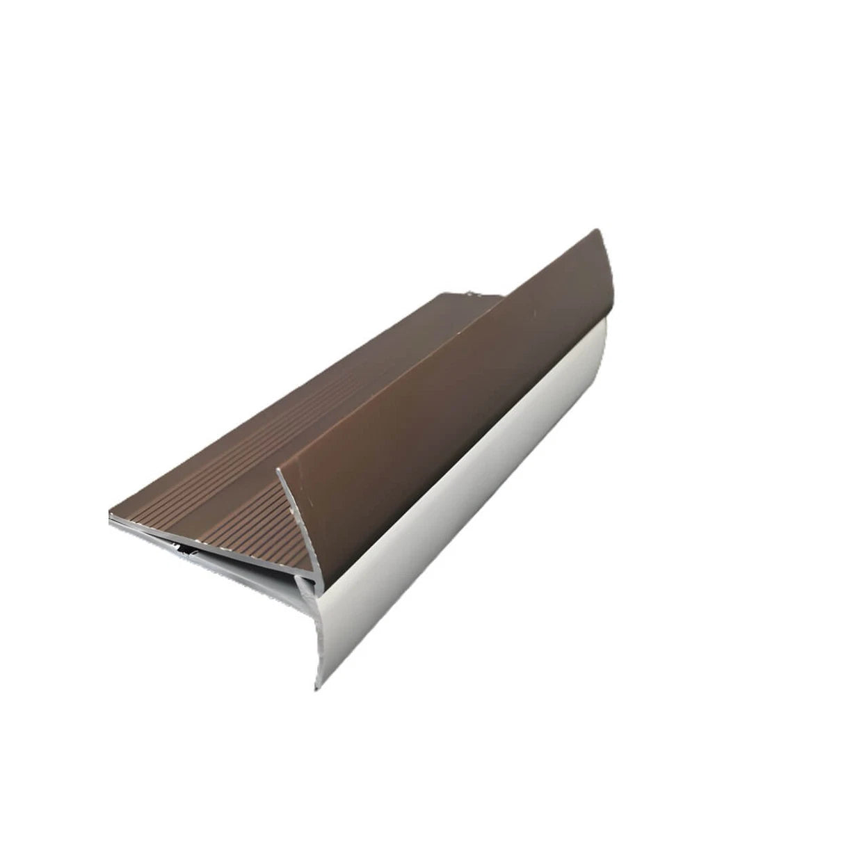 Stair Nosing Aluminium 2.7m Matt Silver Curved Edge for 3mm LVT Pre-drilled Kit