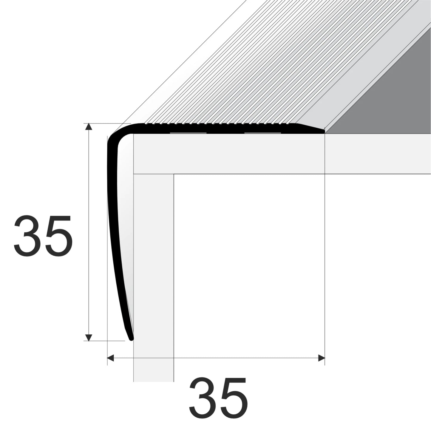 Aluminium Stair Nosing Wood Effect 35 x35 mm Step Edging Guard Trim Profile A41