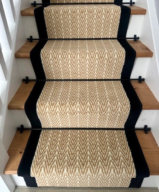 Herringbone Stair Runners Beige Black Border Very Long Dark Border Carpet Rugs
