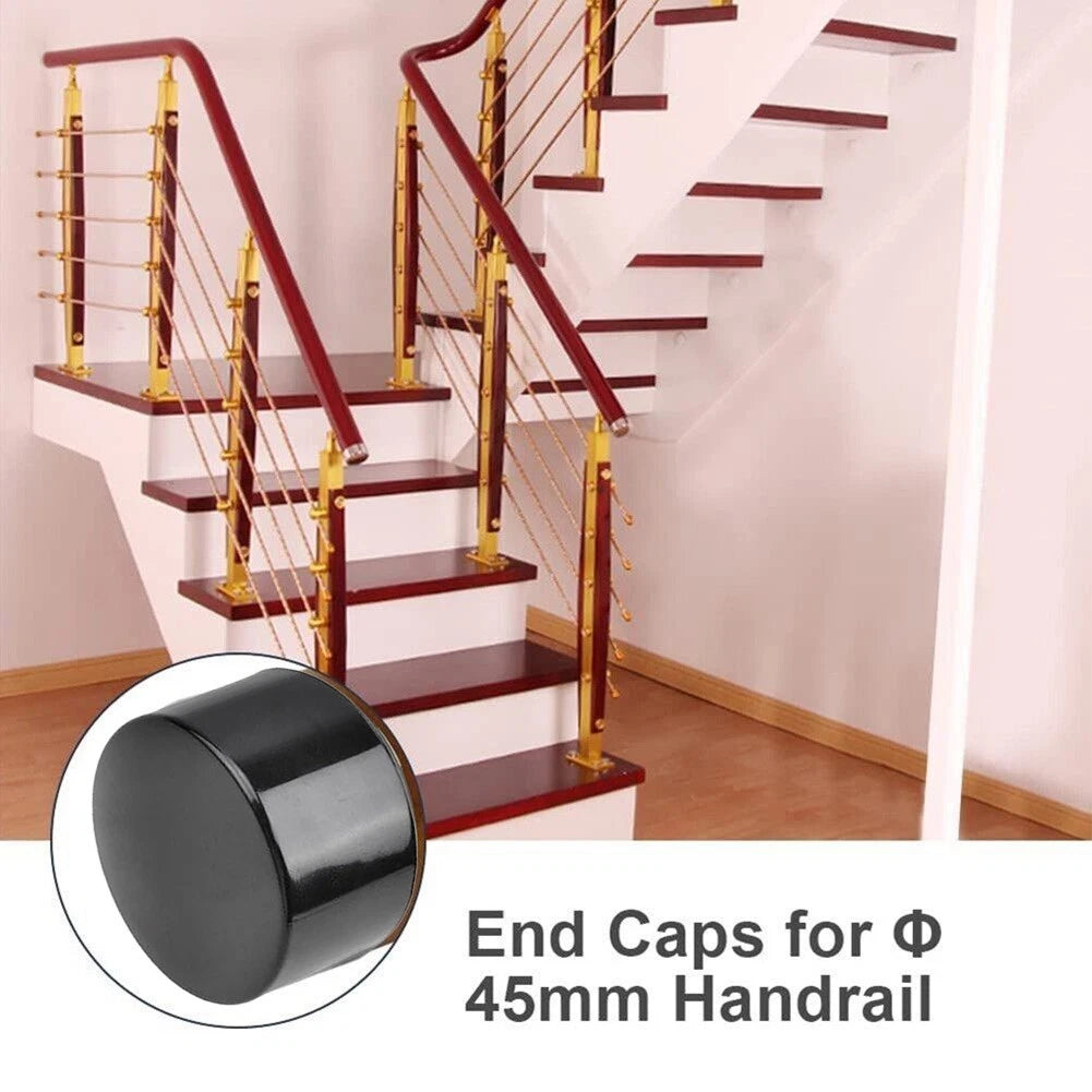 Comfortable Grip PVC Handrail End Cap for Stair Treads 4pcs Black Color