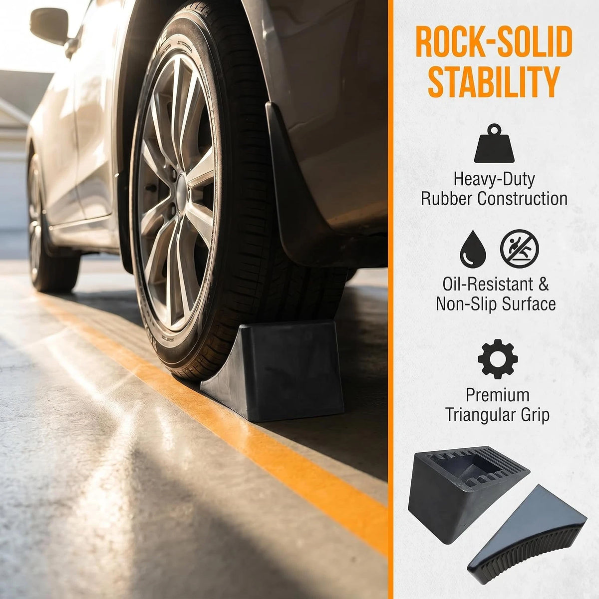 Tebery Heavy Duty Solid Rubber Wheel Chock - Durable and Reliable Support