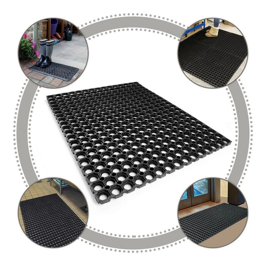 Large Heavy Duty Non Slip Rubber Ring Door Mat Outdoor Entrance Carpet Rug