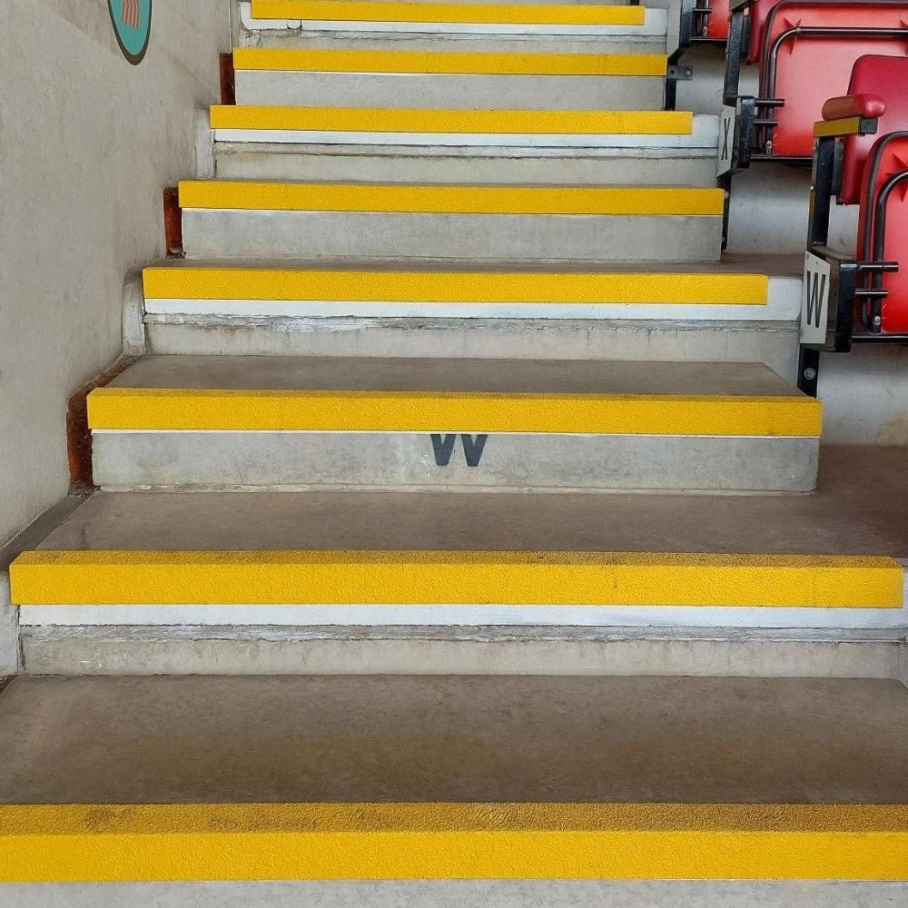 Yellow GRP Stair Nosings Heavy-Duty Anti-Slip Safety Tread Step Edge Protection