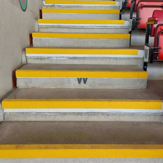 Yellow GRP Stair Nosings Heavy-Duty Anti-Slip Safety Tread Step Edge Protection