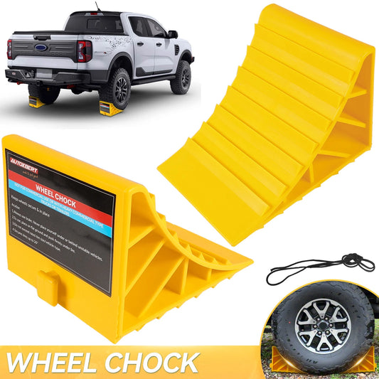 2PCS CAR TRAILER MOTORHOME WHEEL CHOCKS BLOCKS HEAVY DUTY CARAVAN TYRE TRUCK VAN