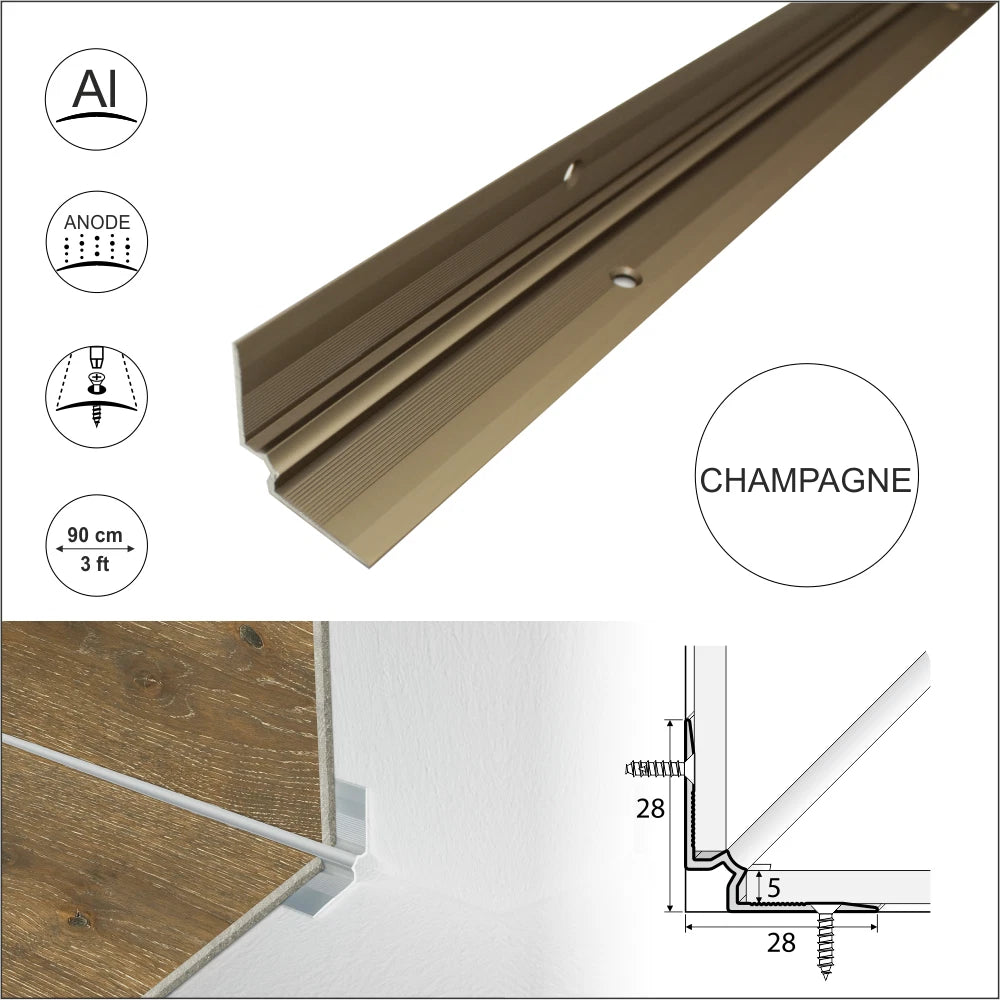 Luxury Vinyl Flooring Trim LVT C31 – Stair Nosing Edge Profile Internal Corner