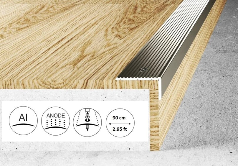 Stair Nosing Anodised aluminium anti non slip edge -trim- 40 x 20mm lengt 900 mm