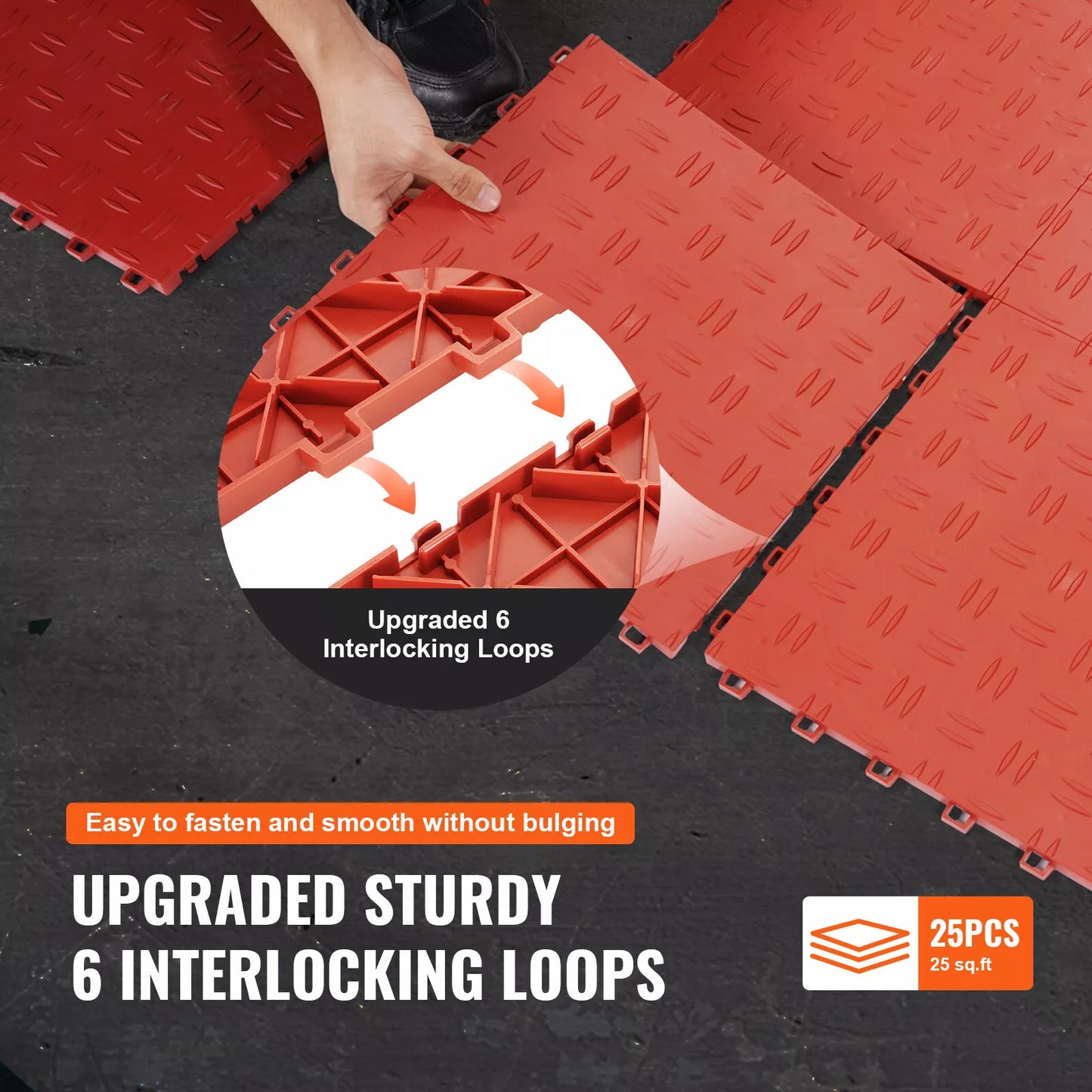 Garage Tiles Interlocking 12x12 in 25 Pack Garage Flooring Tiles Red