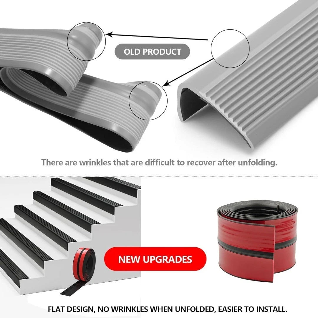 Stair Anti Slip Nosing, Self Adhesive Flexible Rubber Angle Edging Strip 4924-3