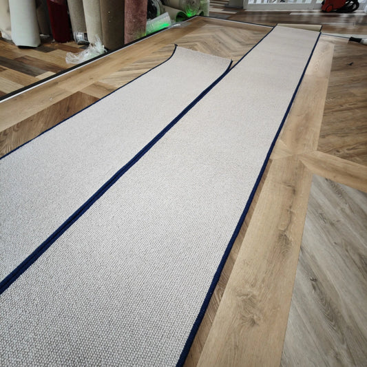 100% New Wool Loop Stair Runner 57cm x 6.5m Blue Bound Cormar Carpet New