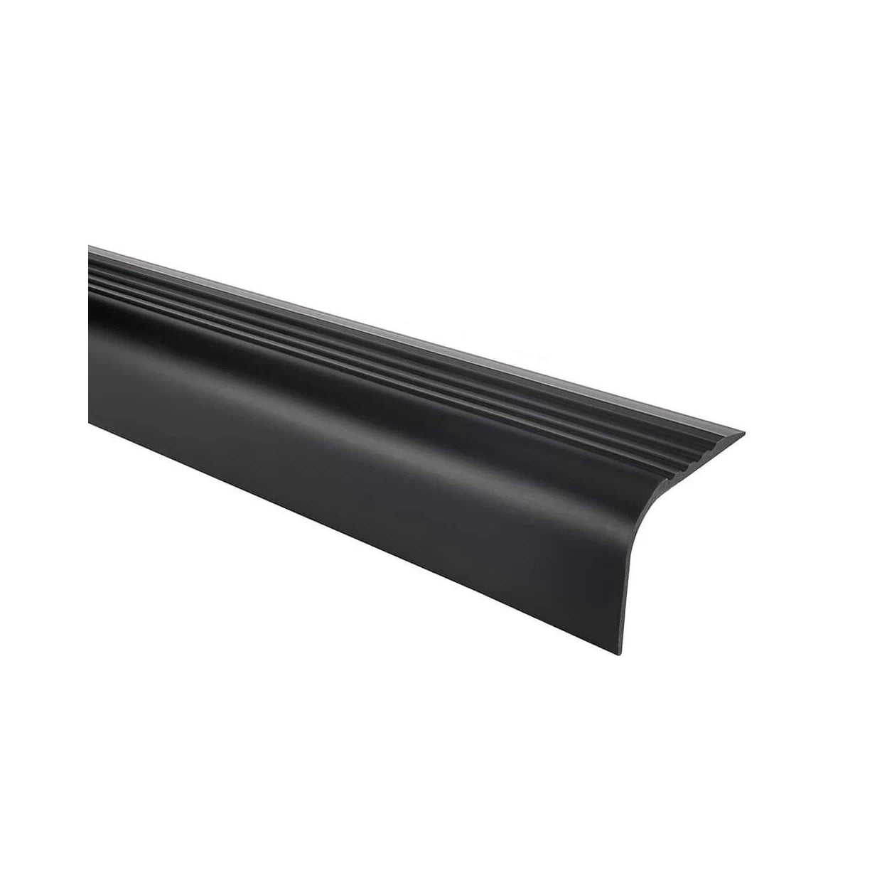 Non-Slip Stair Nosing Grey PVC 52x40mm Self-Adhesive Grooved Flexible 1.2m Safe