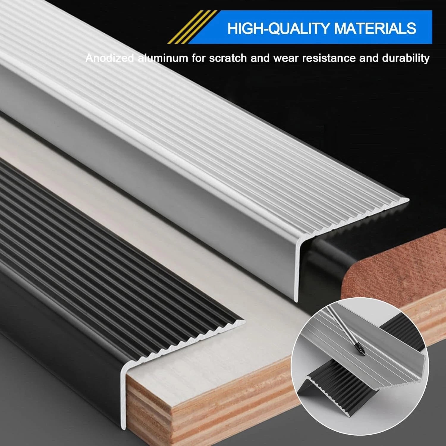 5 PACK Stair Edge Nosing Trim - 900mm x 45mm x 23mm - Anti Non Slip Step Tread
