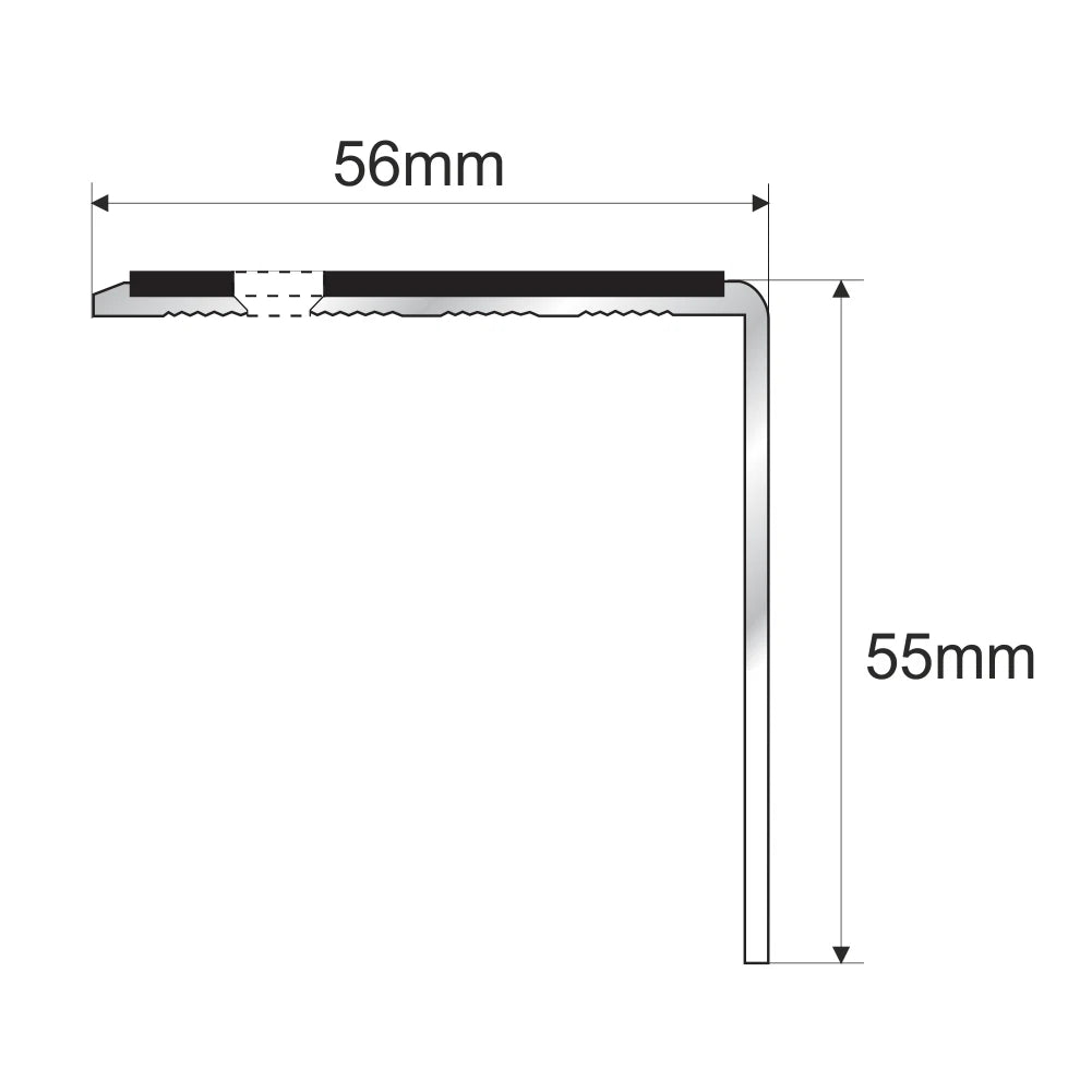 Aluminium Stair Nosing 56x55mm Heavy Duty Step Edge Trim Safety Edging 3.22m