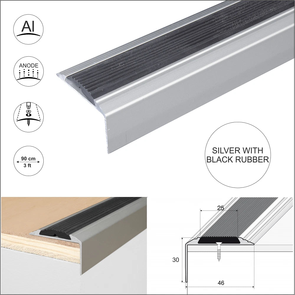 Aluminium Stair Nosing Edge Trim Step Nose Edging Nosings For Carpet,Wood... A38