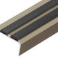 Cezar Gold Aluminium Stair Nosing Profile Black Rubber Insert 1m 38.5mm