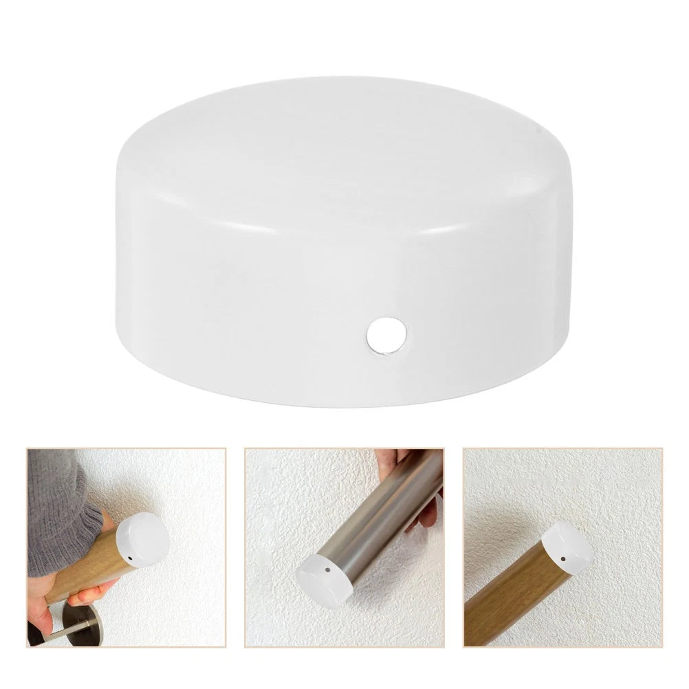 2Pcs Stainless Steel Stair Railing End Caps Durable White Handrail Covers