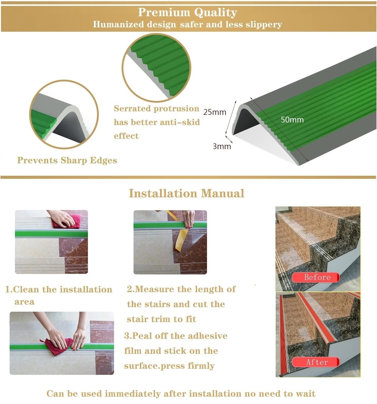 L-Shaped Stair Nosing Self Adhesive Rubber Stair Edge Protector Step Edge Trim