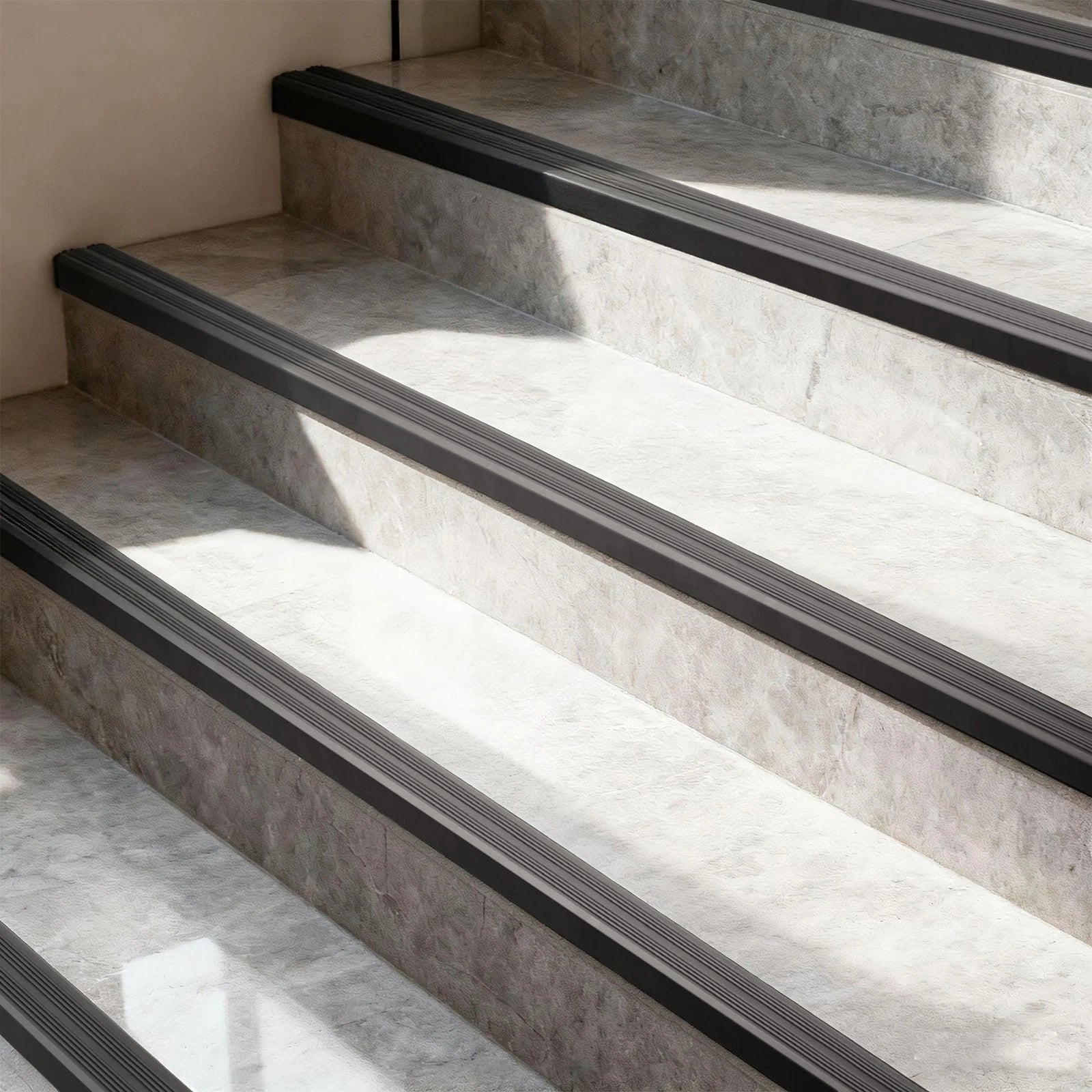 Aluminium Stair Nosing Edge Trim Step Nose Edging Carpet - Silver / Black