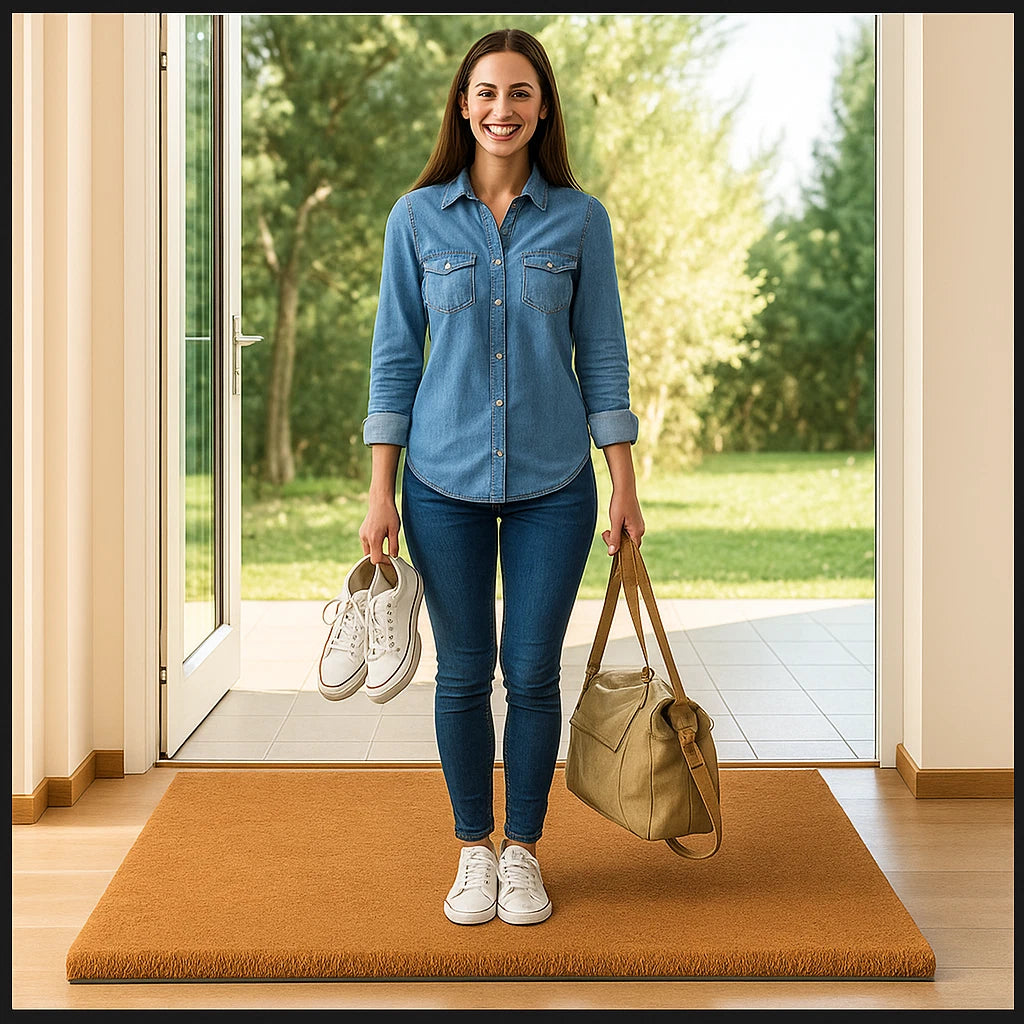 Natural Coconut Coir Doormat Heavy Duty Non-Slip Entrance Mat for Home & Office