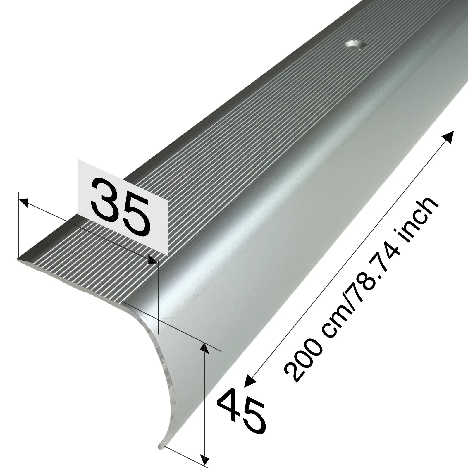 Aluminium Stair Nosing Bullnose Edge Trim Step Edging Anti Slip H28 2m long