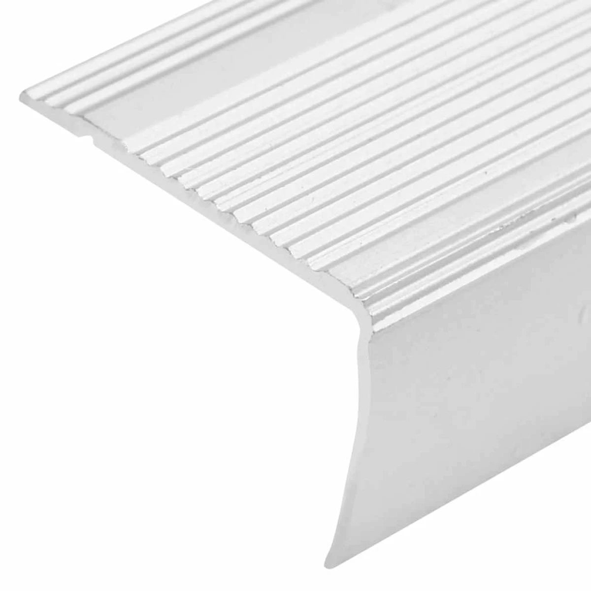 Stair Nosing L-Shape Silver Aluminium 90cm x3.5cm Anti-Slip Insert 5pc for Steps