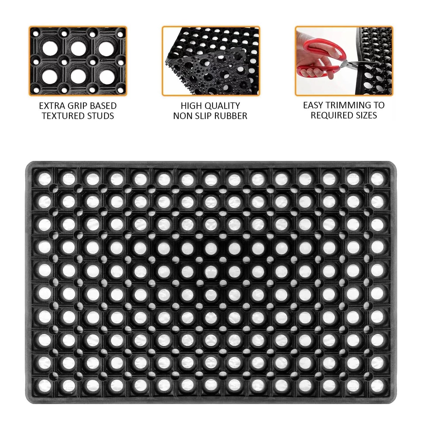 Non Slip Industrial Rubber Ring Door Mat Outdoor House Entrance Carpet Rug