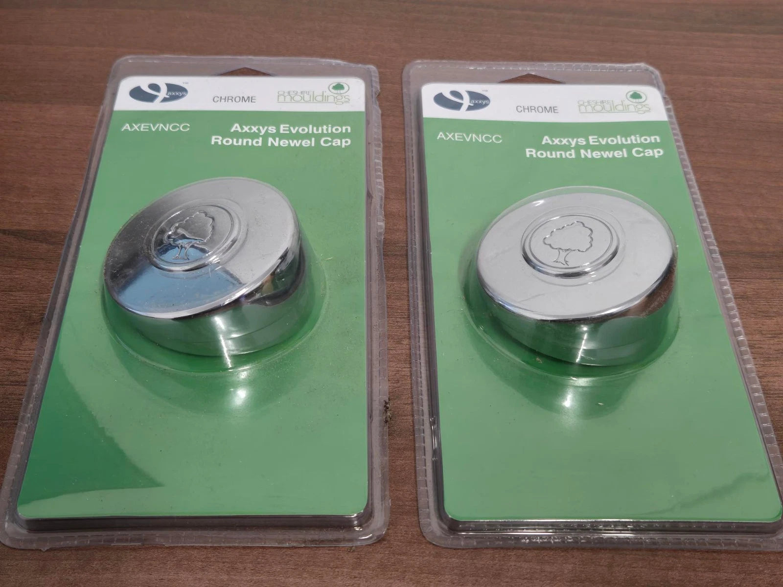 Stair Handrail End Caps for 54mm Round Wall Rails Pair of Chrome End Caps