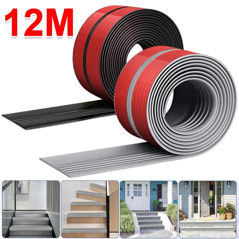 Self Adhesive Anti Slip Stair Nosing 12m Vinyl Rubber Edge Trim Bullnose Strips