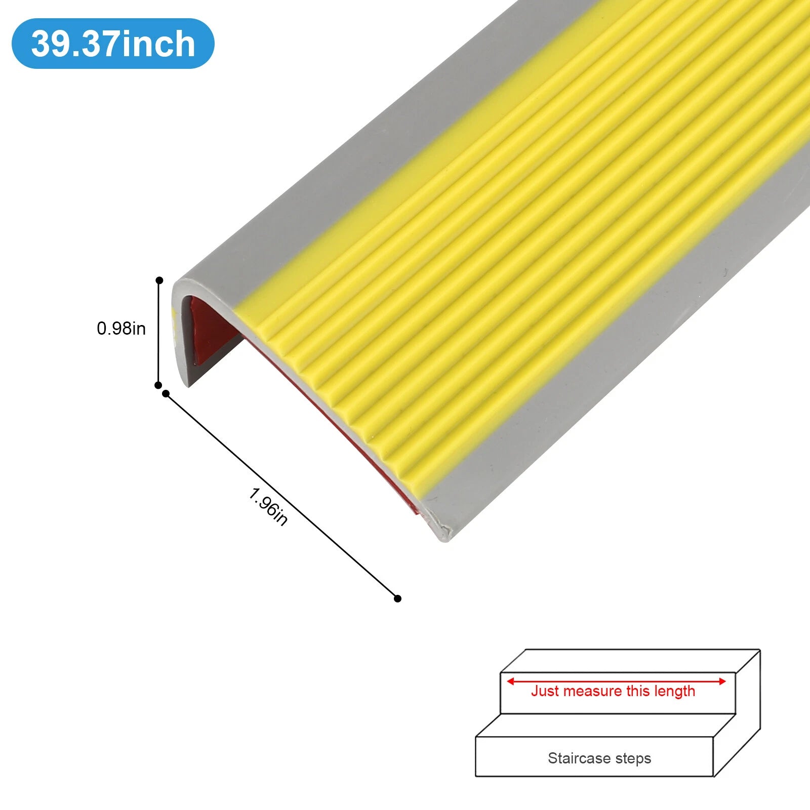 Rubber Stair Nosing Edge Anti non Slip PVC Angle Step Protect Edge Trim 39 Inch