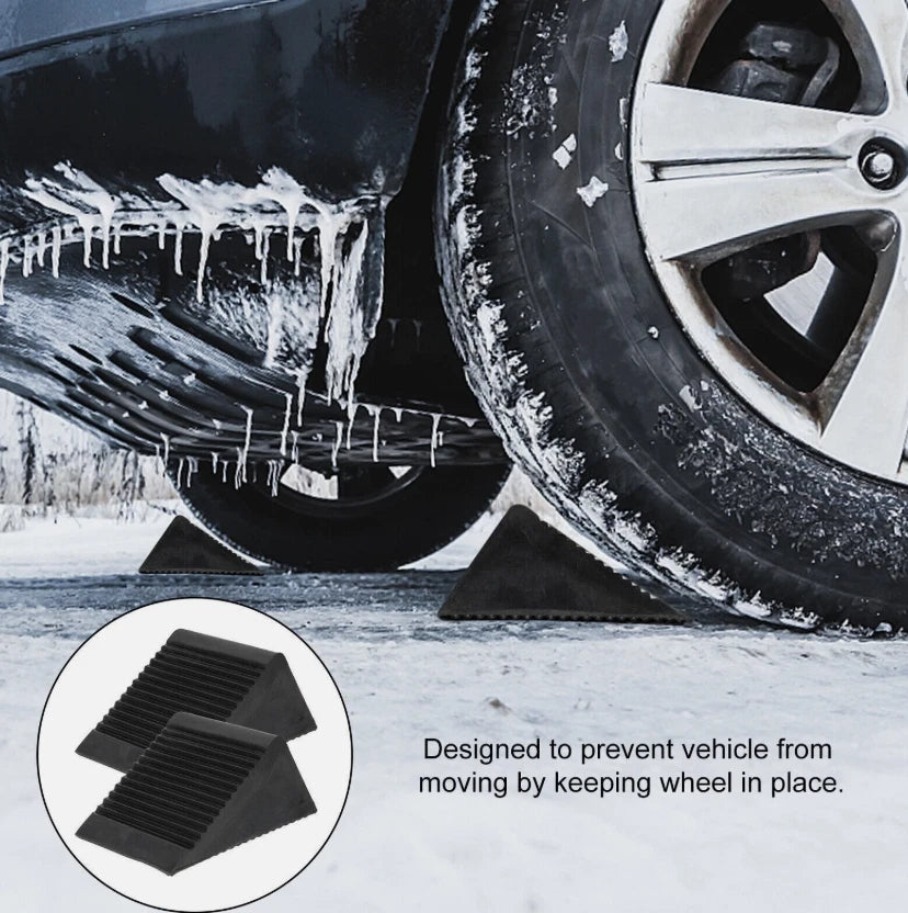 2Pcs Heavy Duty Solid Rubber Wheel Chocks Tire Stoppers For Truck RV Trailer Car