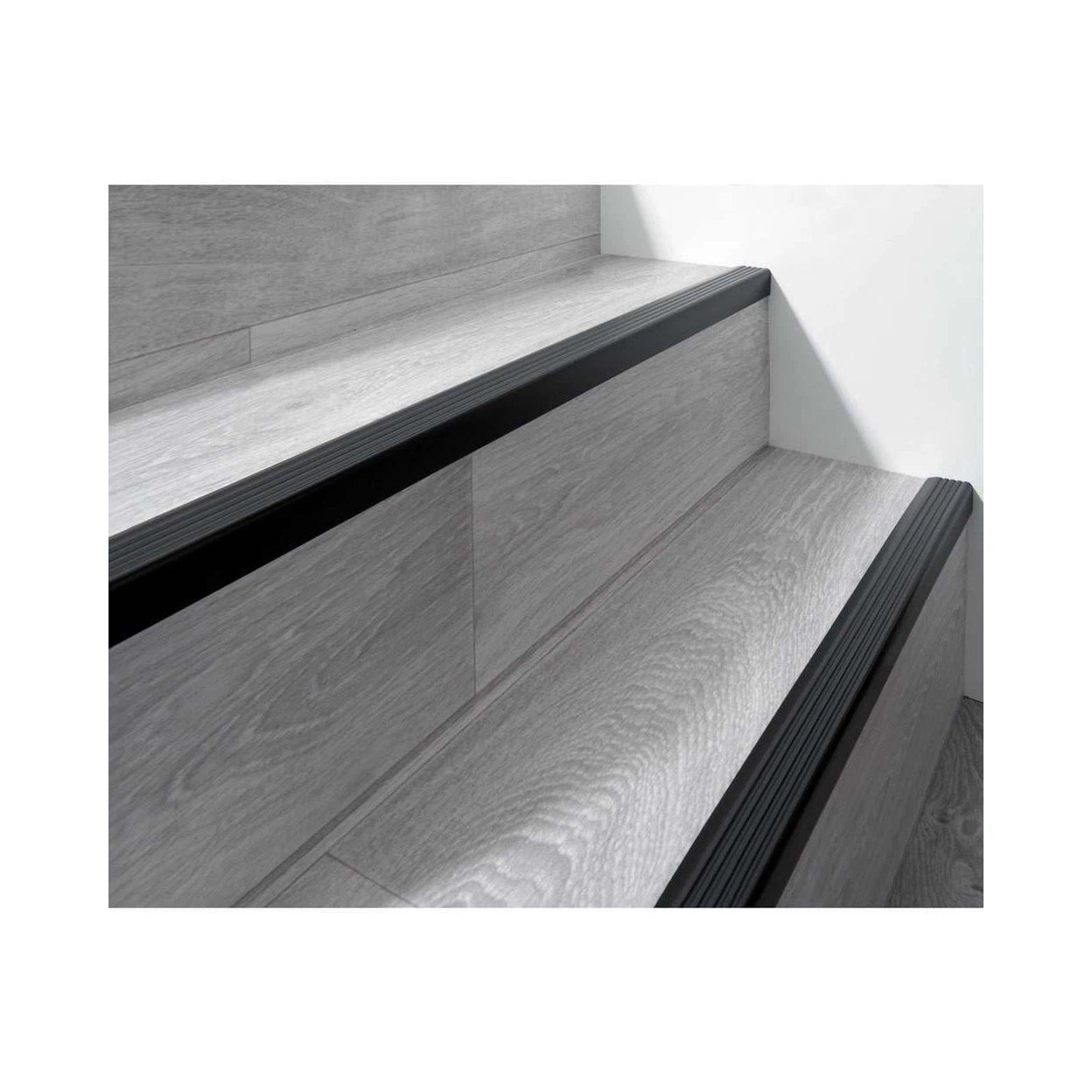 Stair Nosing Black PVC 40x25mm 1.2m Self-Adhesive Anti-Slip Ribbed Trim Durable