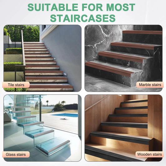M Meterxity Stair Edge Trim 20Ft Vinyl Rubber Stair Nosing Non-Slip Self