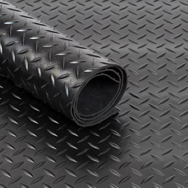 3mm Heavy Duty Rubber Flooring Matting 1.5m Wide Chequer Coin 5 Bar Fine Ribbed