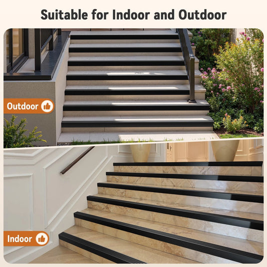 Inmozata Stair Edge Trim 20Ft 4 Inch Rubber Stair Nosing Vinyl Stair Edge
