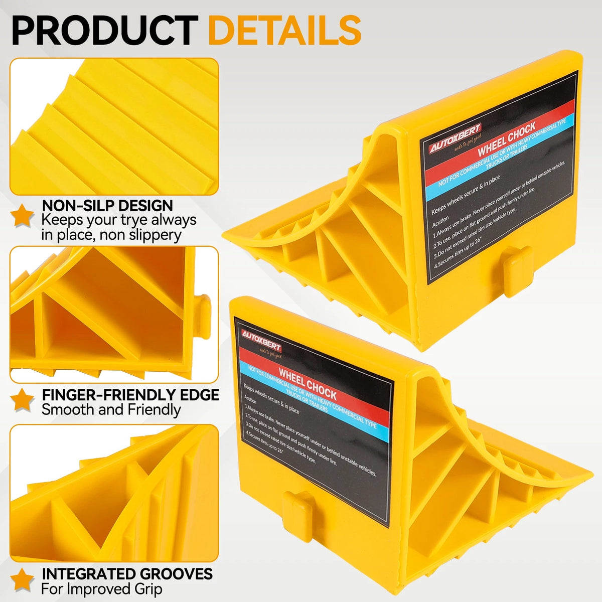 2x CAR TRAILER MOTORHOME WHEEL CHOCKS BLOCKS HEAVY DUTY CARAVAN TYRE TRUCK VAN