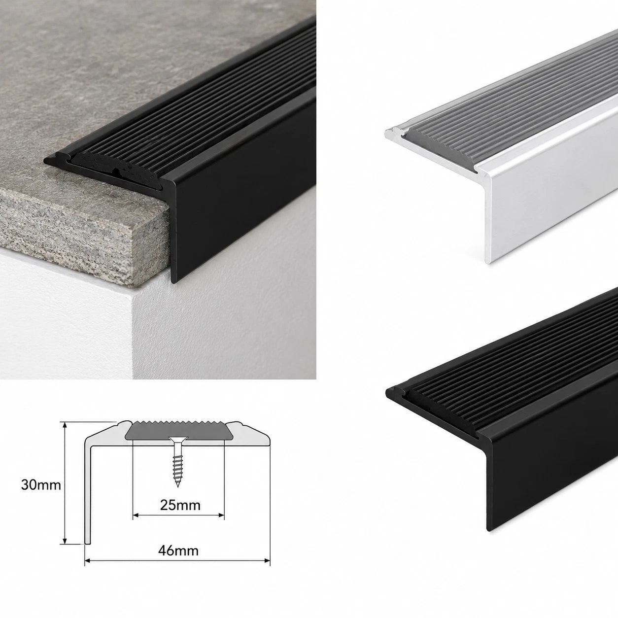 Aluminium Stair Nosing Edge Trim Anti Slip Step Edging For Wood Laminate Carpet