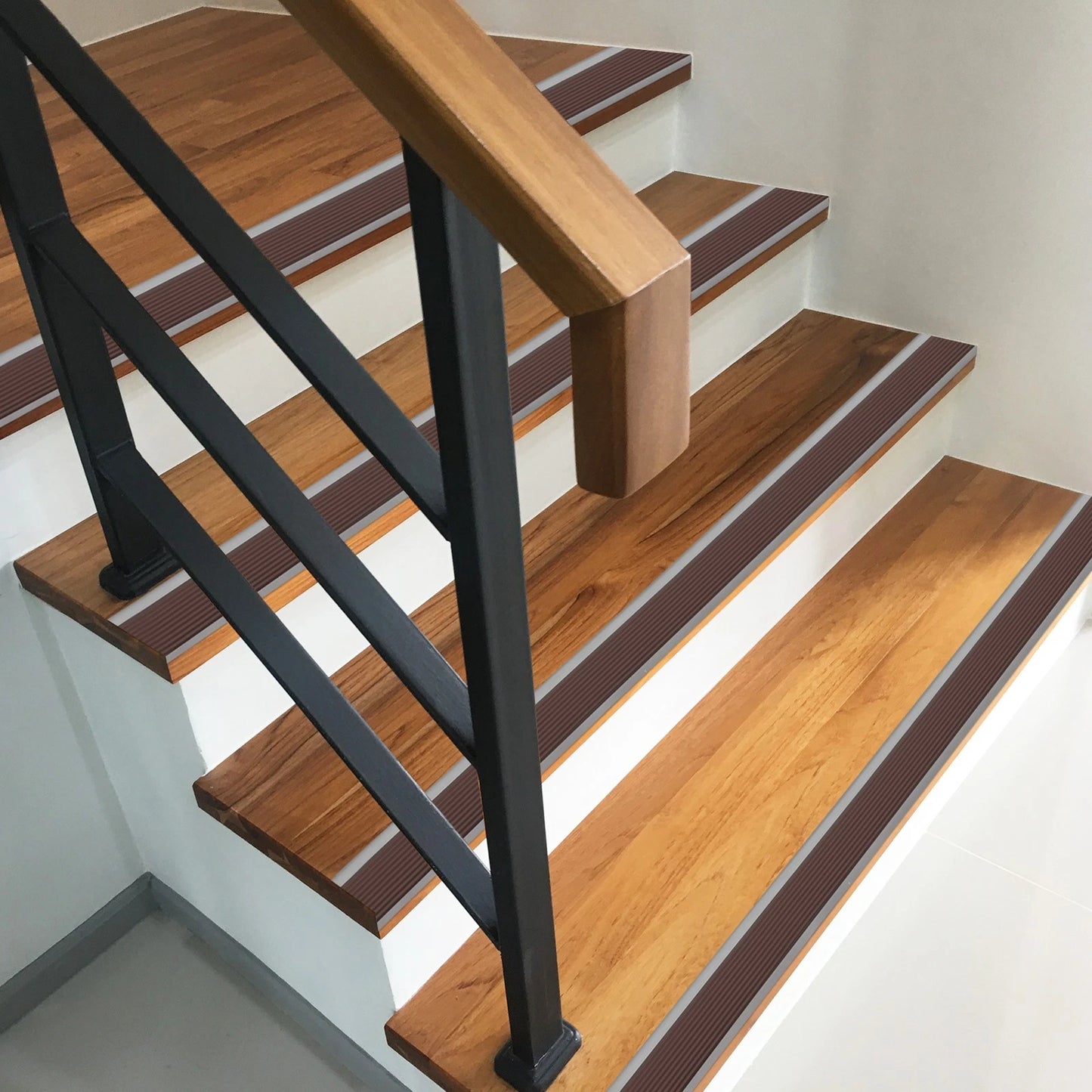 Stair Nosing, Vinyl Stair Edge Protector, Easy to Install, 6.6Ft, Black & Grey