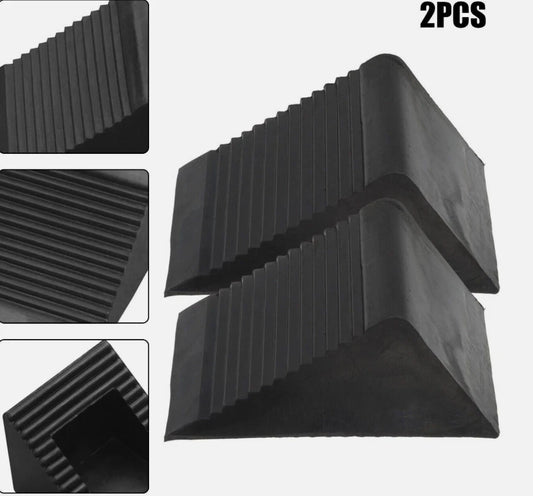 2Pcs Heavy Duty Solid Rubber Wheel Chocks Tire Stoppers For Truck RV Trailer Car