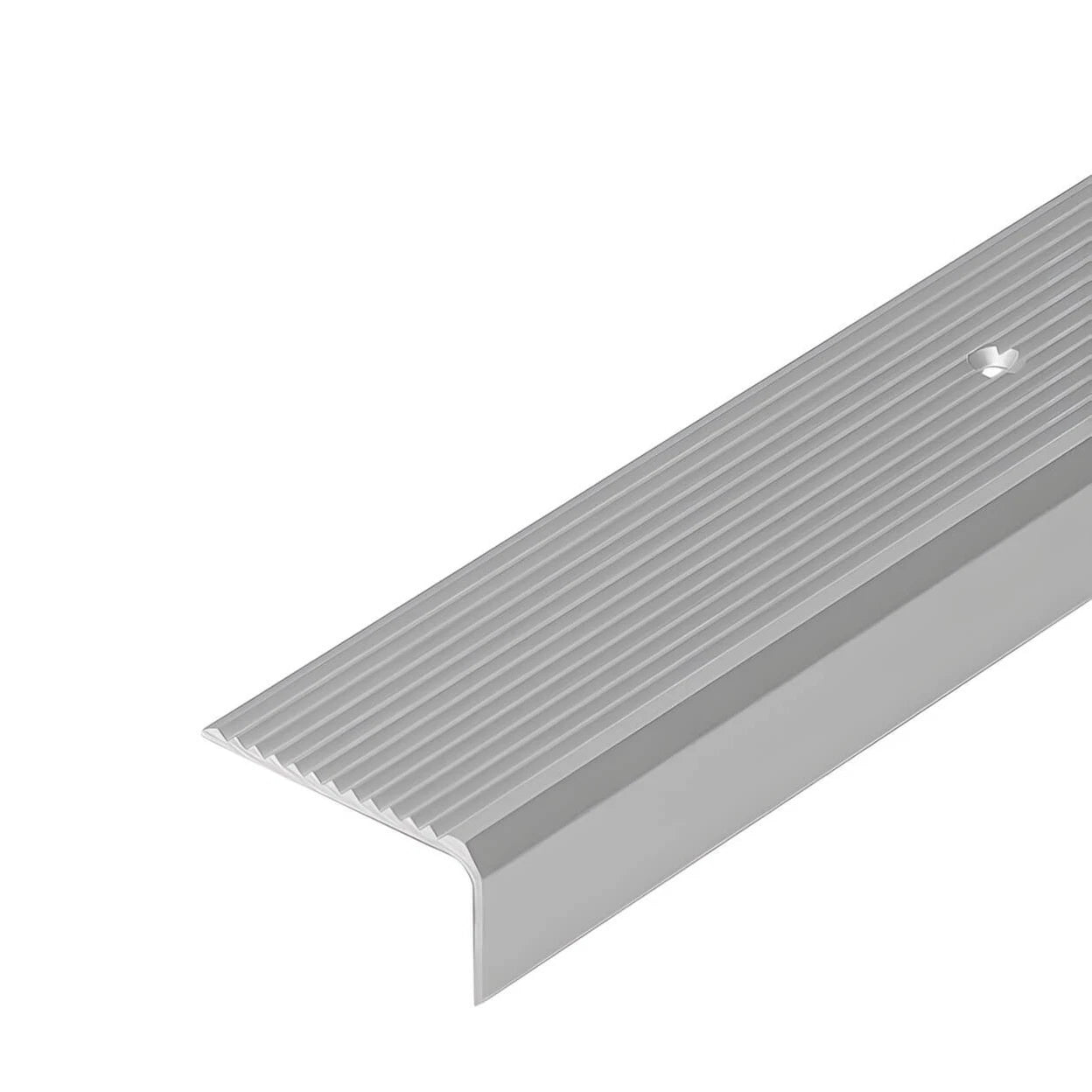 Stair Nosing Silver 1.0m Anodised Aluminium 44x23mm Anti-Slip Ribbed Stair Edges